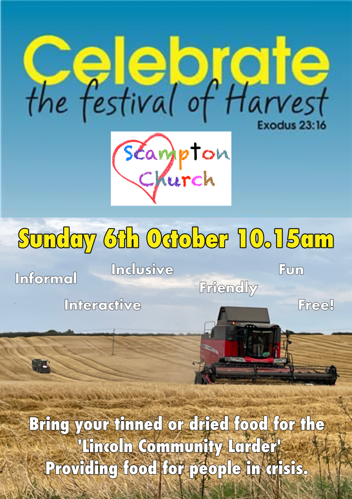 Poster for Scampton Church's Celebration of the Festival of Harvest event 6th October 2024